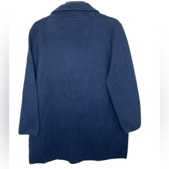 Quince Navy 100% Organic Cotton Knit Open Front Blazer Size Medium - Picture 3 of 11